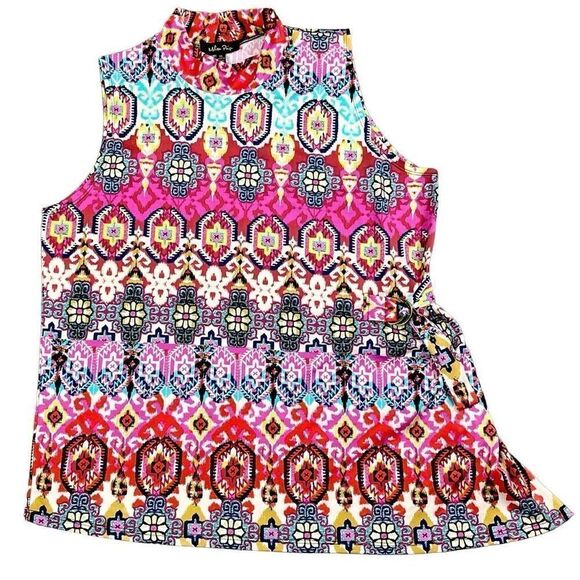 Melissa Paige Asymmetrical Turtleneck Side Buckle Sleeveless Blouse XL - Picture 1 of 10